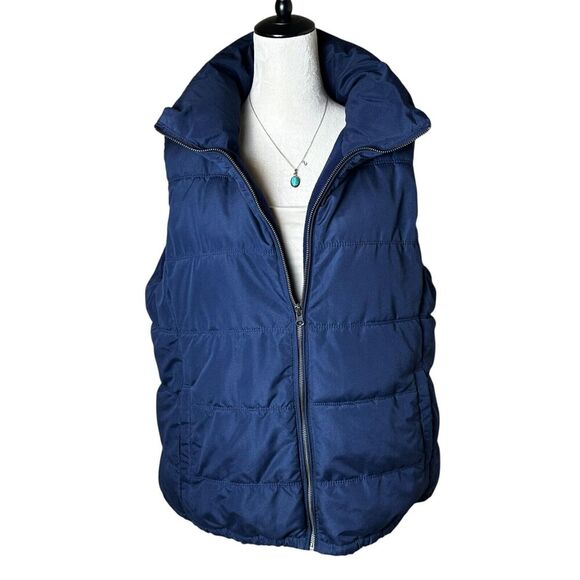 Old Navy Blue Fleece Puffer Vest XL | Cozy Quilted Winter Hiking Layer Gorpcore - Picture 1 of 8